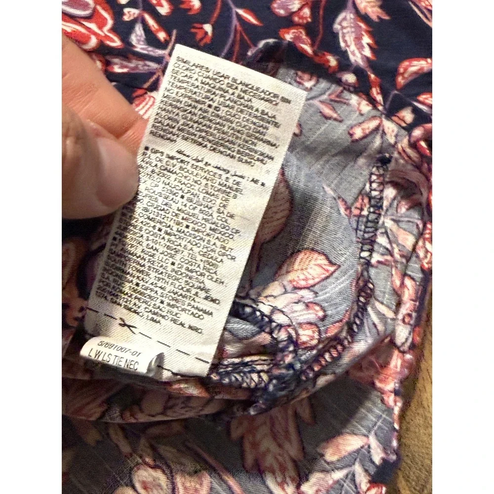 Old Navy Peplum Blouse Girl XL 14-16 Navy Blue Floral Kids Tiered Boho Excellent